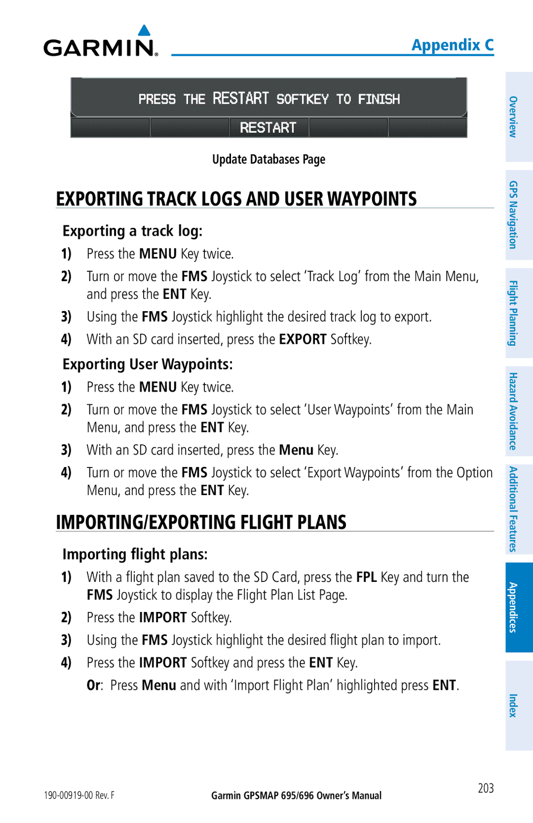 Garmin 696, 695 owner manual Exporting a track log, Exporting User Waypoints 