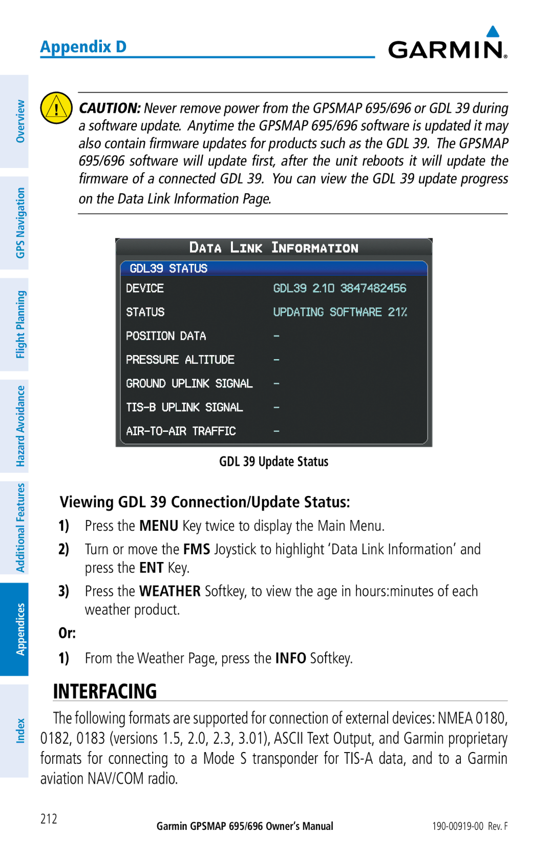 Garmin 695, 696 owner manual 212 