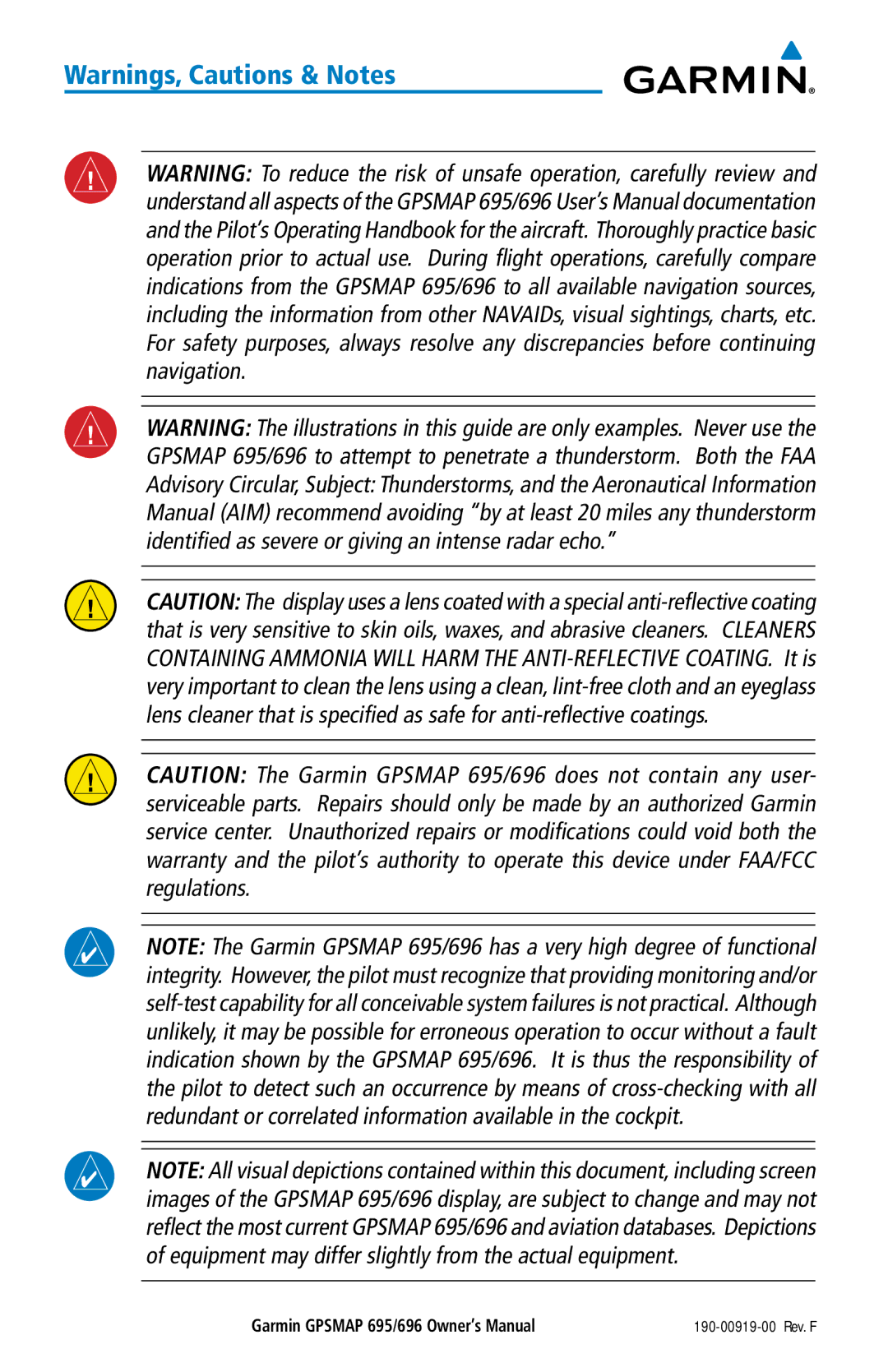 Garmin 695, 696 owner manual 190-00919-00 Rev. F 