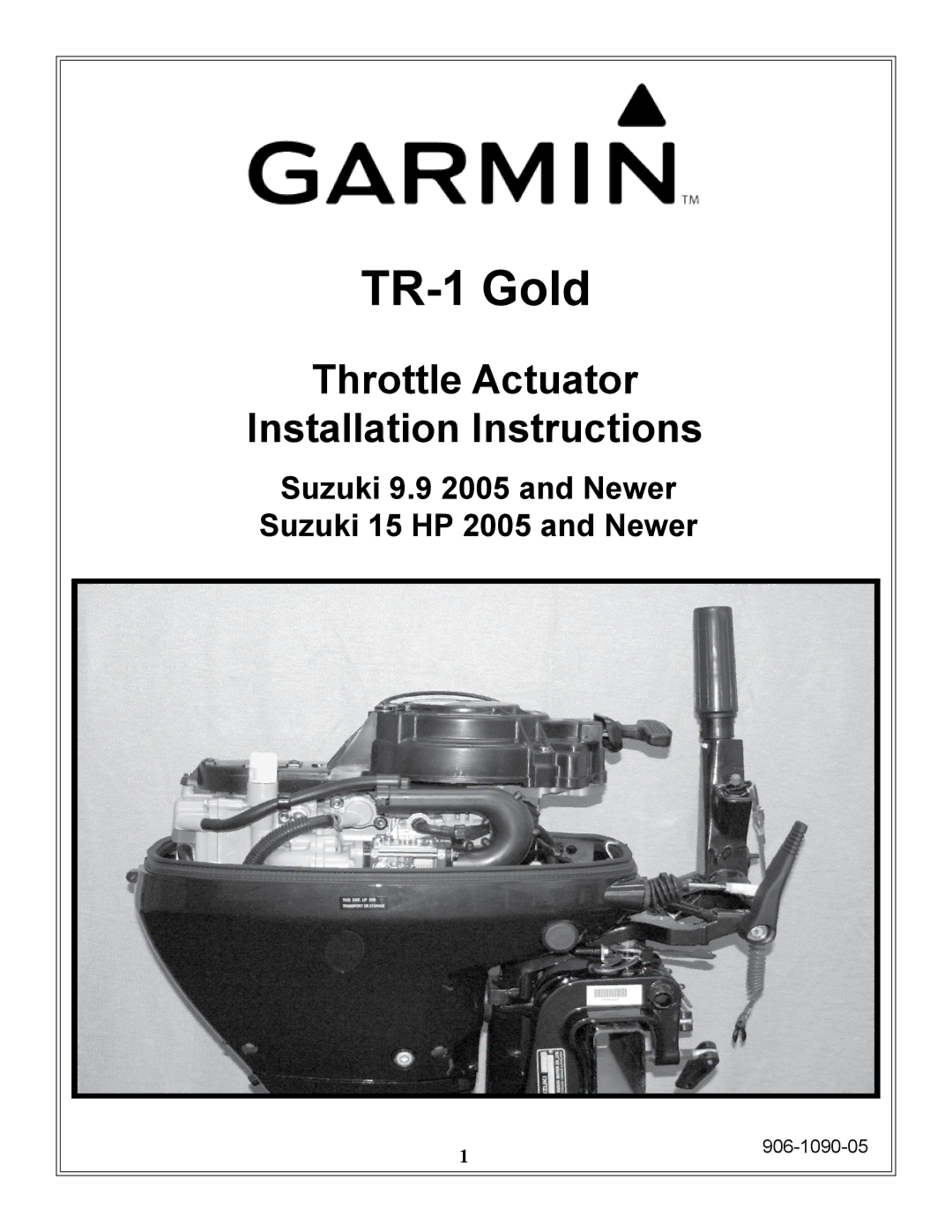 Garmin 906-1090-05 installation instructions TR-1 Gold 