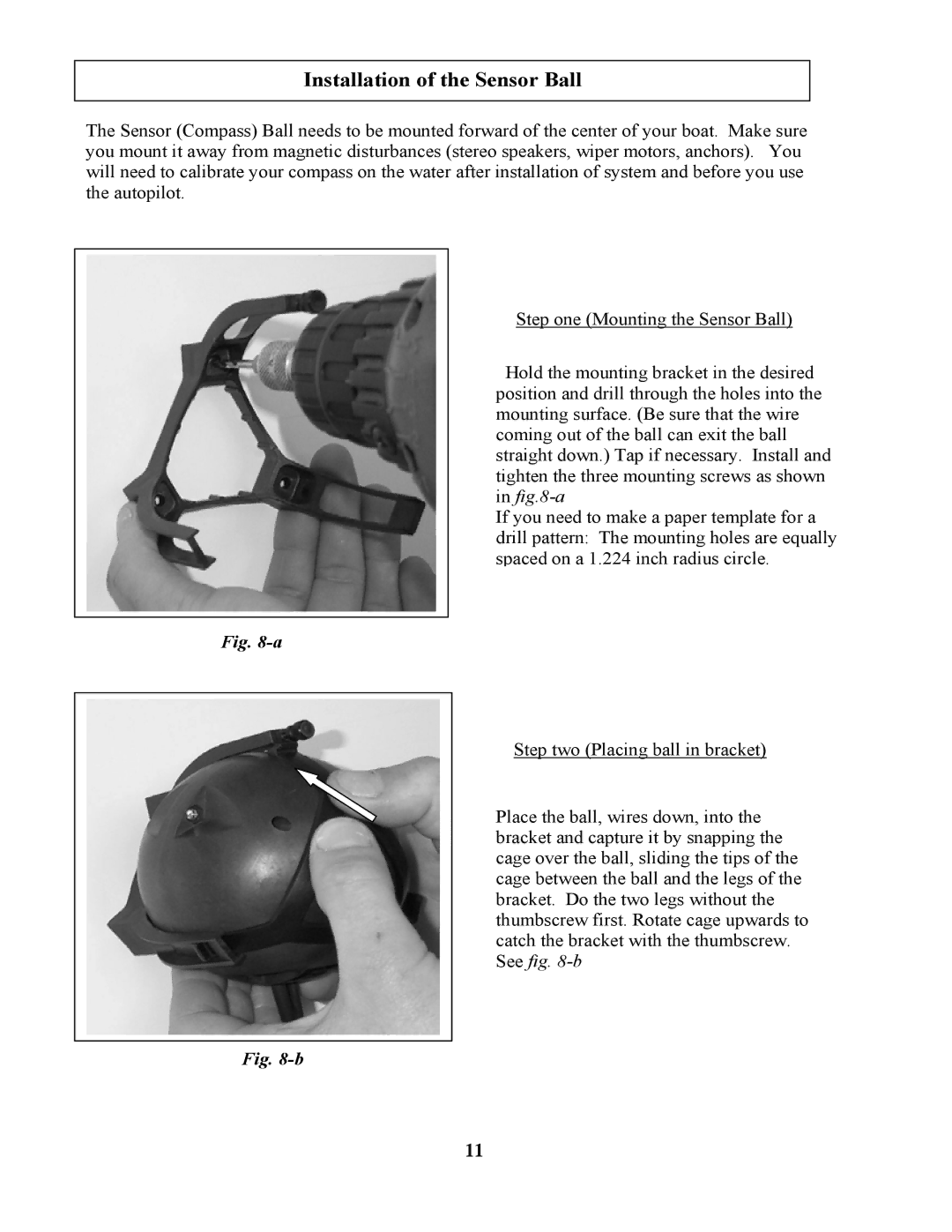 Garmin 906-2000-00 owner manual Installation of the Sensor Ball 