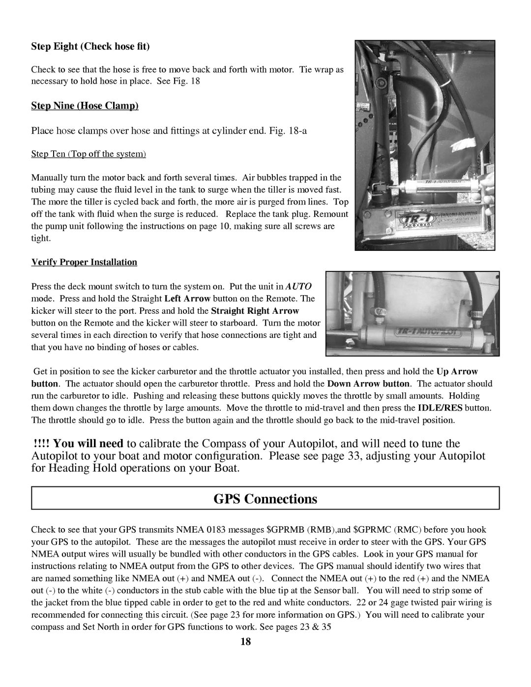 Garmin 906-2000-00 owner manual GPS Connections, Step Eight Check hose fit, Step Nine Hose Clamp 