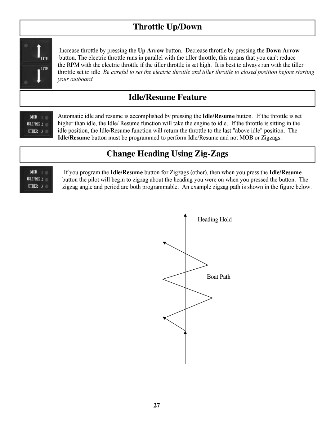 Garmin 906-2000-00 owner manual ThrottleThrottleUp/Down 