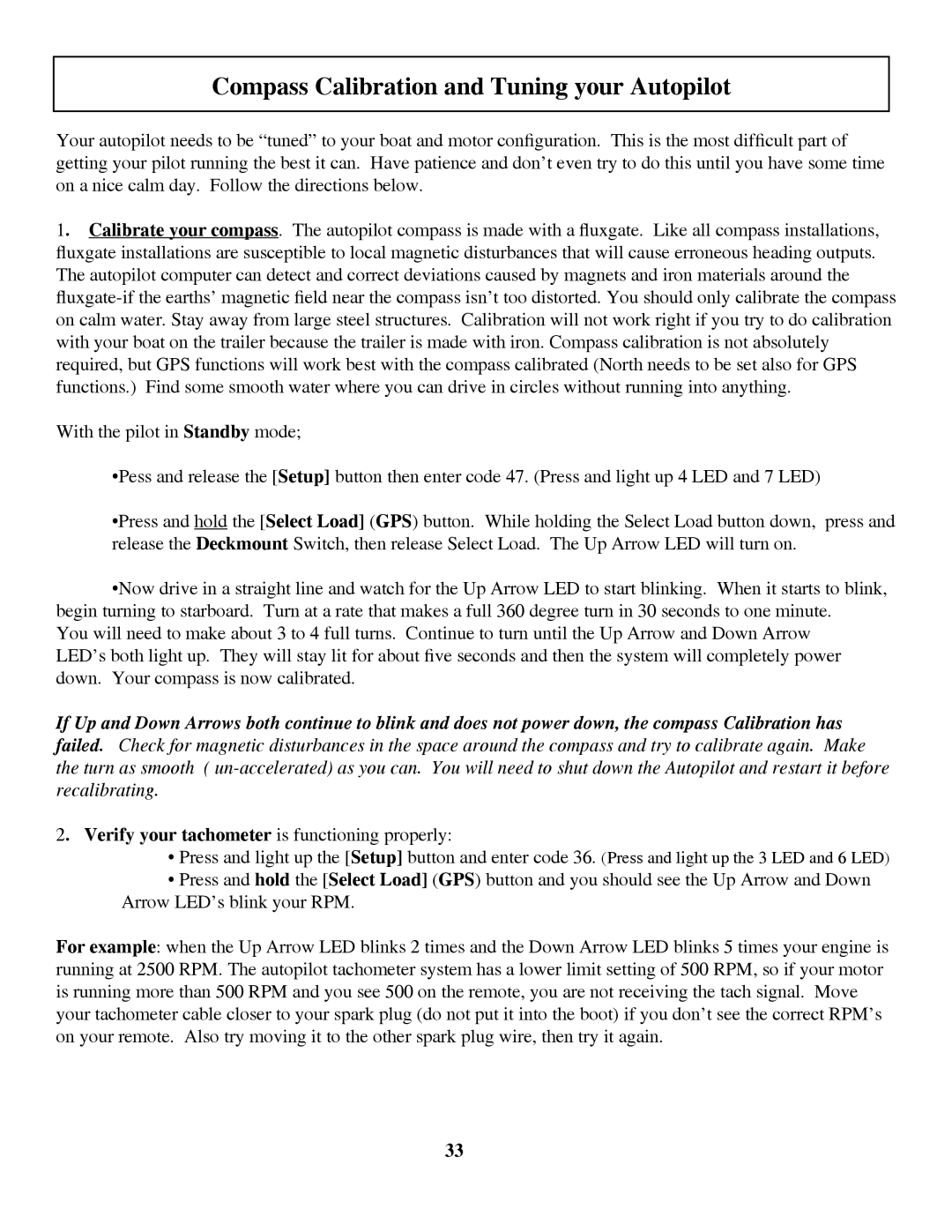 Garmin 906-2000-00 owner manual Compass Calibration and Tuning your Autopilot 