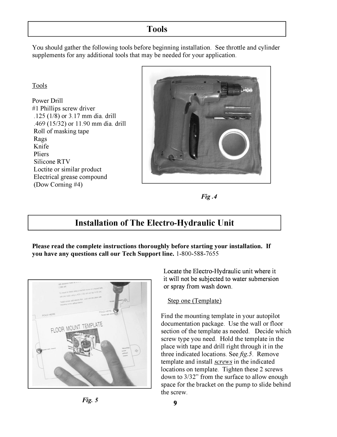 Garmin 906-2000-00 owner manual Tools, Installation of The Electro-Hydraulic Unit 