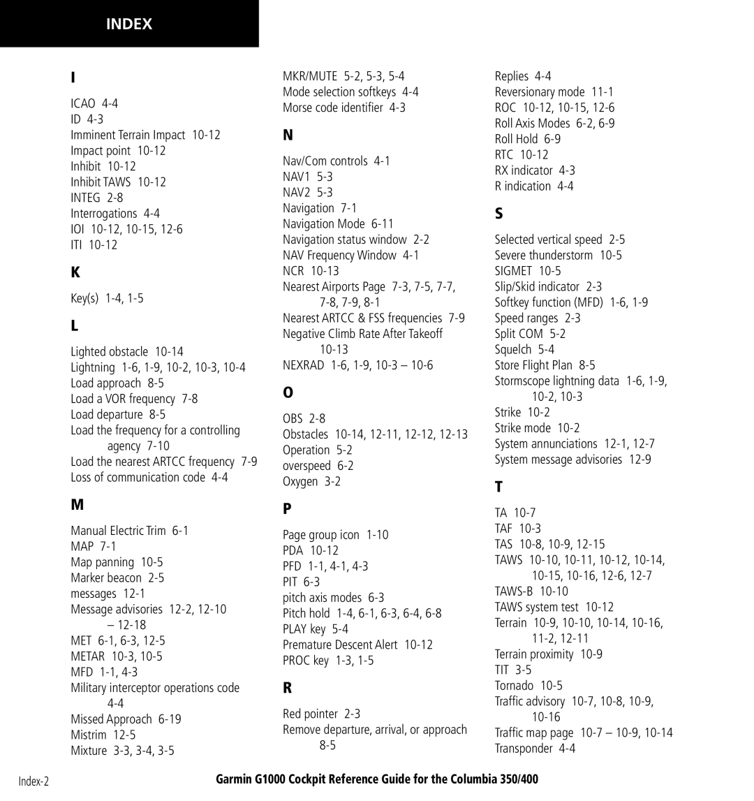 Garmin Columbia 350/400 manual Index-2 