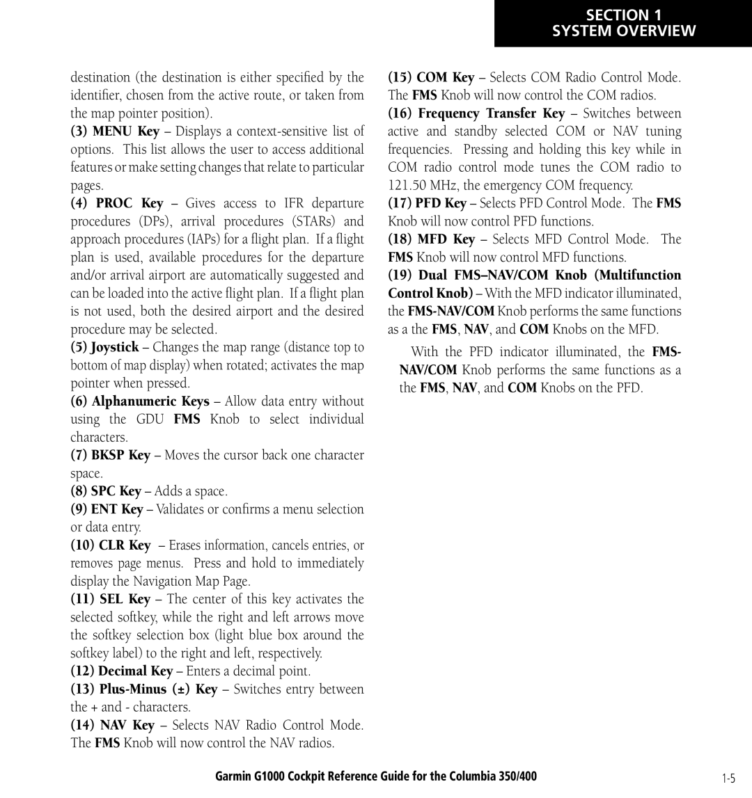 Garmin Columbia 350/400 manual Section System Overview 