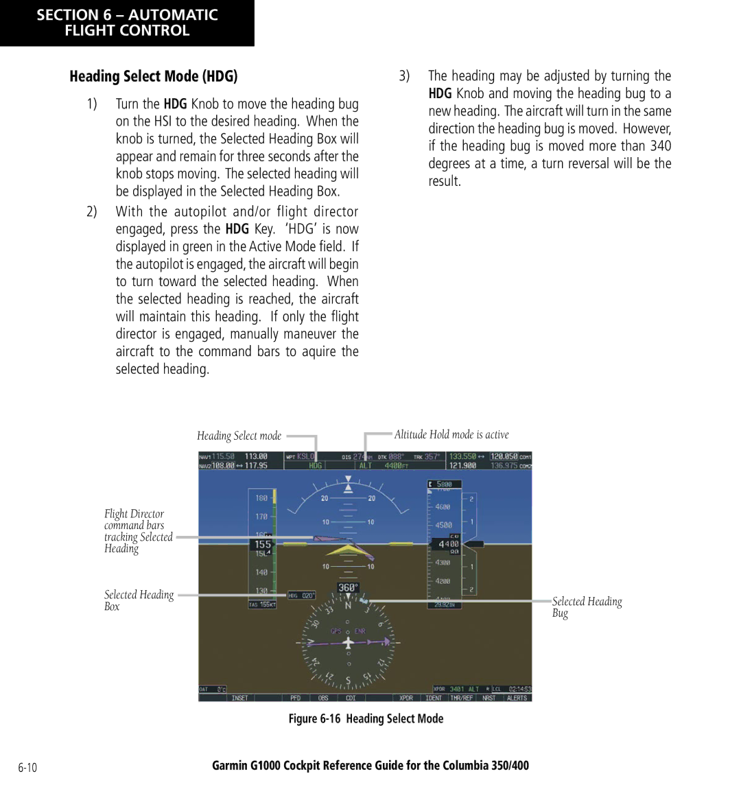 Garmin Columbia 350/400 manual Heading Select Mode HDG 