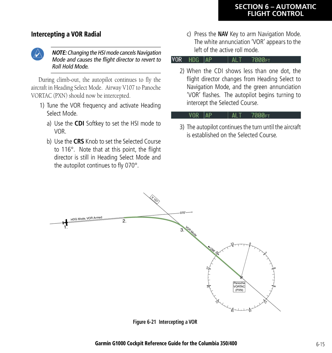 Garmin Columbia 350/400 manual Intercepting a VOR Radial 