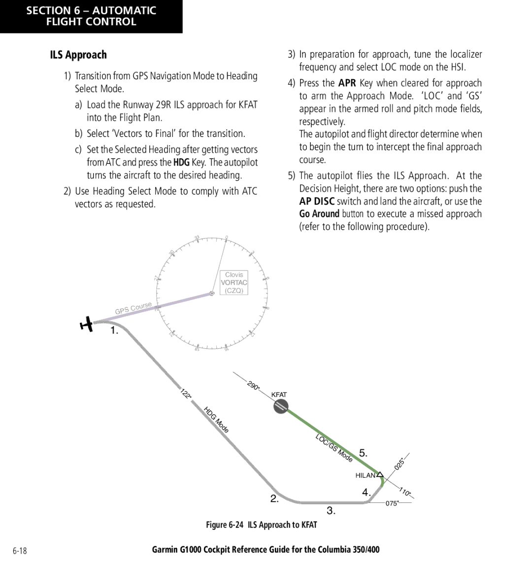 Garmin Columbia 350/400 manual ILS Approach to Kfat 