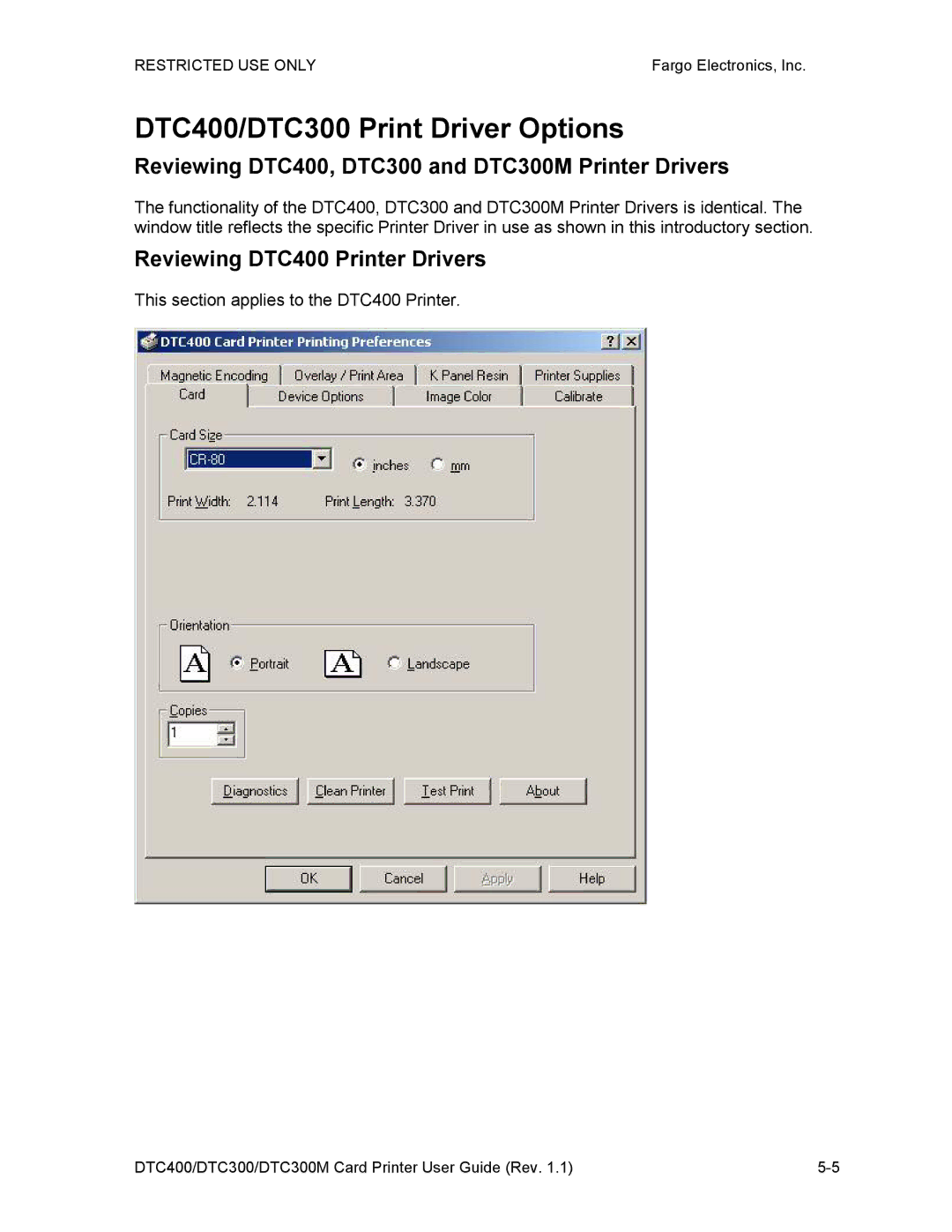 Garmin manual DTC400/DTC300 Print Driver Options, Reviewing DTC400, DTC300 and DTC300M Printer Drivers 