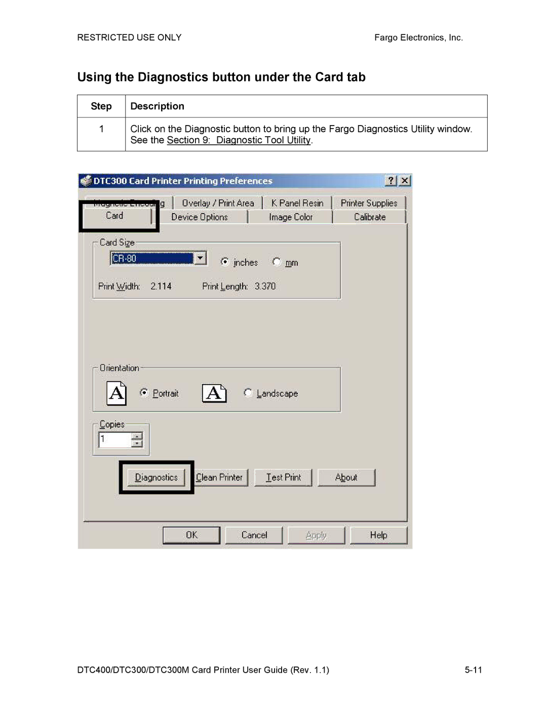 Garmin DTC300 manual Using the Diagnostics button under the Card tab 