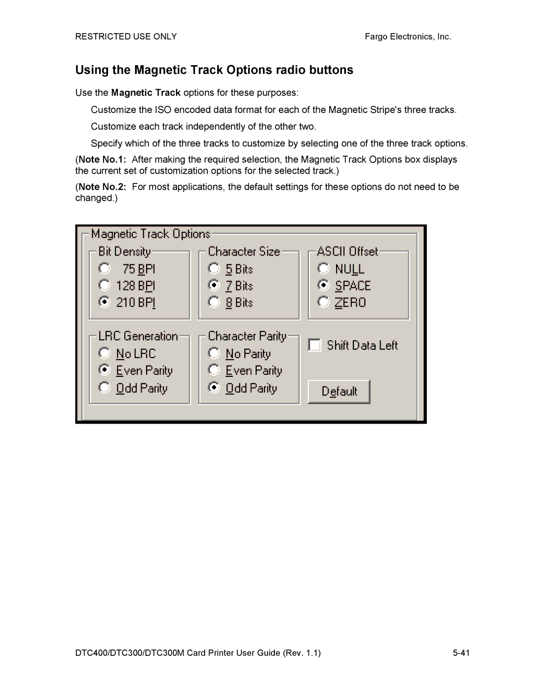 Garmin DTC300 manual Using the Magnetic Track Options radio buttons 