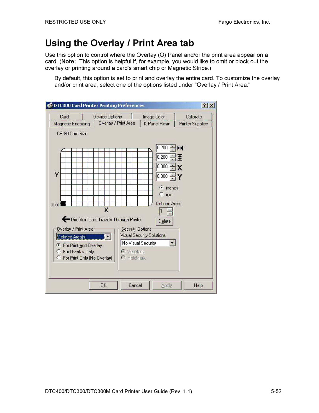 Garmin DTC300 manual Using the Overlay / Print Area tab 