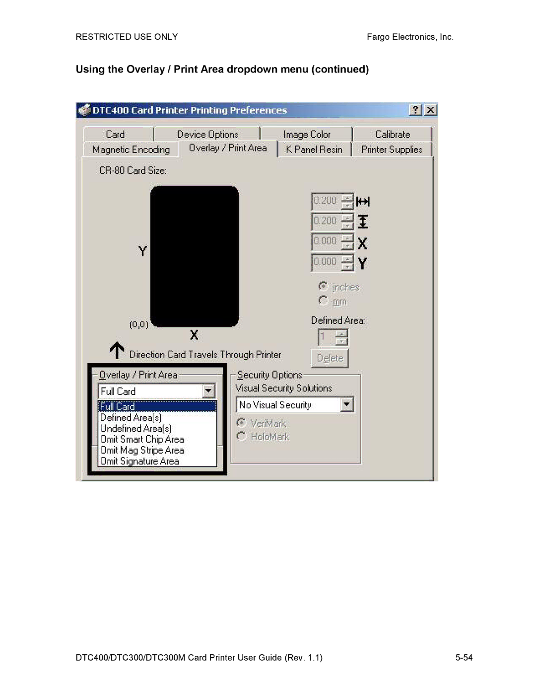 Garmin DTC300 manual Using the Overlay / Print Area dropdown menu 