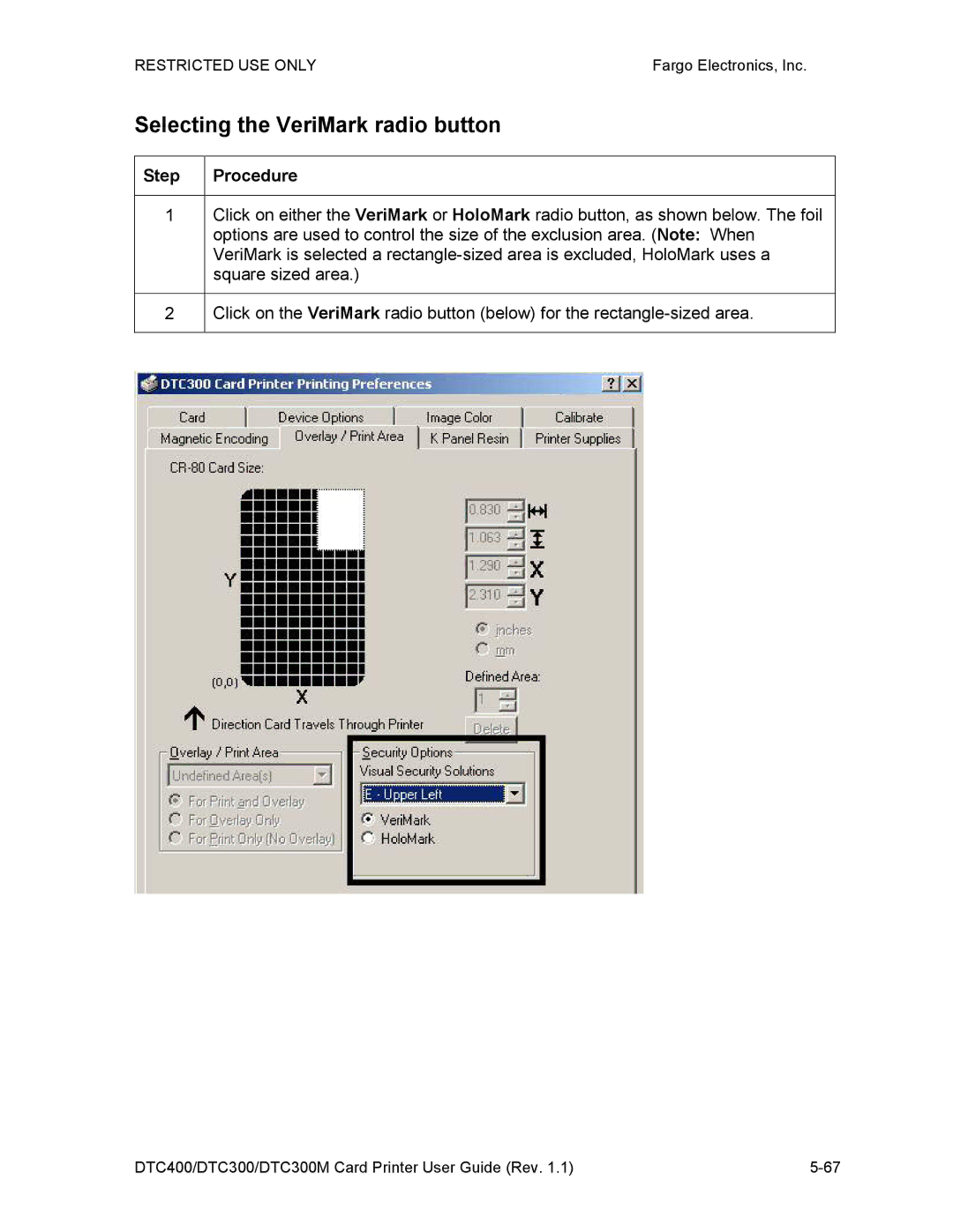 Garmin DTC300 manual Selecting the VeriMark radio button 