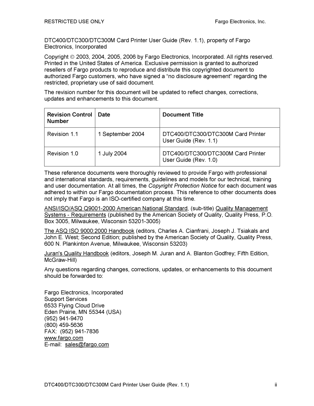 Garmin DTC300 manual Revision Control Date Document Title Number 