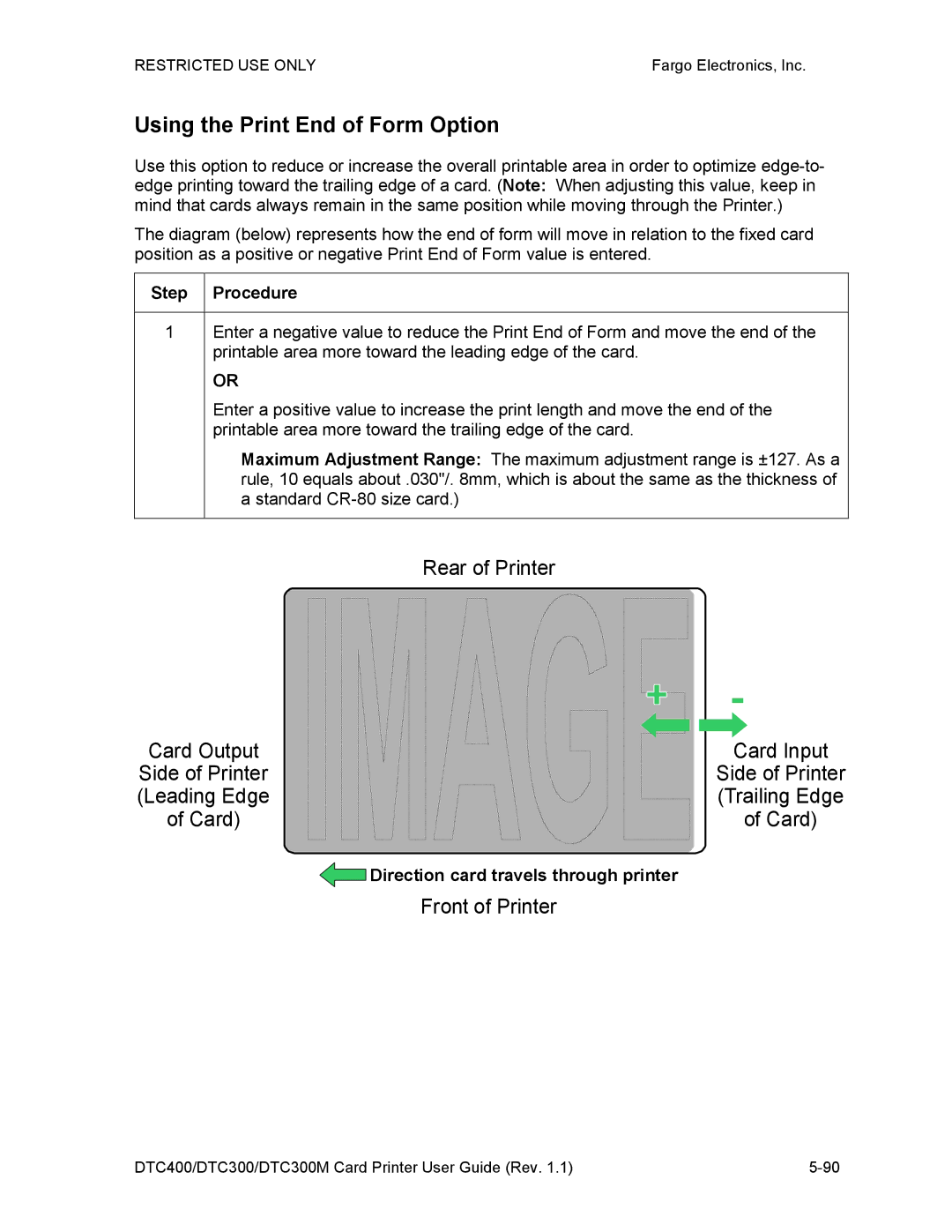 Garmin DTC300 manual Using the Print End of Form Option, Rear of Printer 