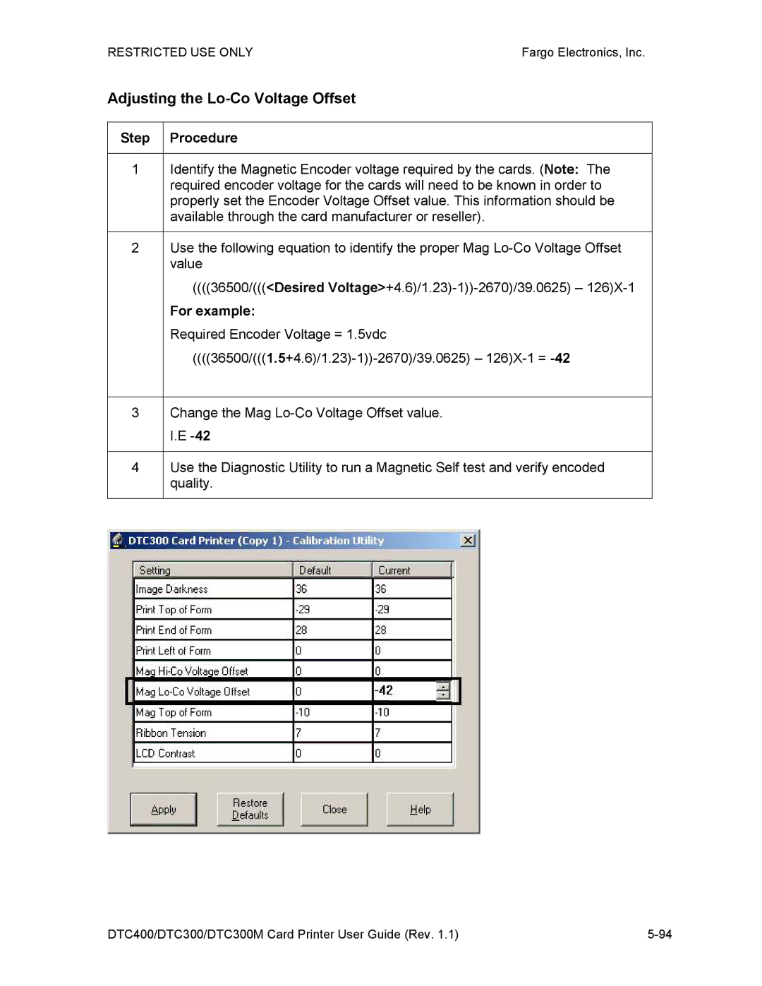 Garmin DTC300 manual Adjusting the Lo-Co Voltage Offset, Required Encoder Voltage = 1.5vdc 