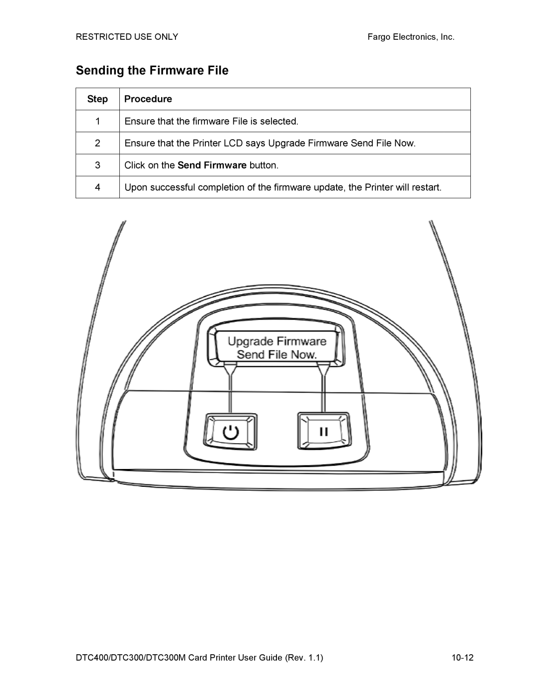 Garmin DTC300 Sending the Firmware File, Ensure that the firmware File is selected, Click on the Send Firmware button 