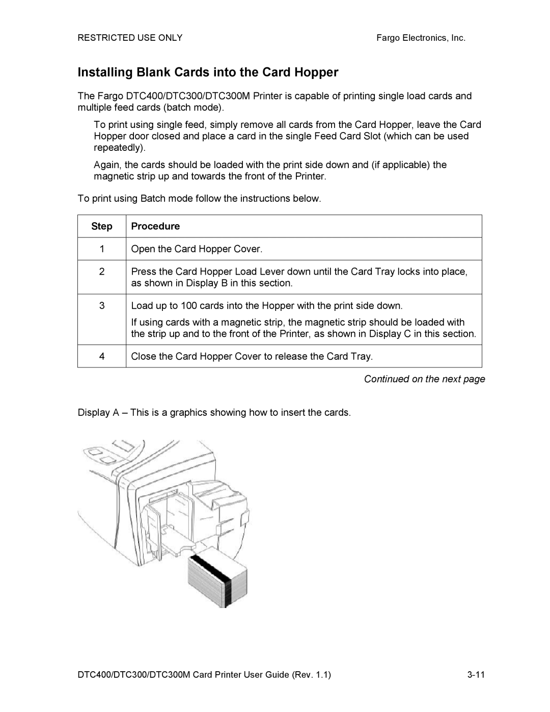 Garmin DTC300 manual Installing Blank Cards into the Card Hopper, Step 