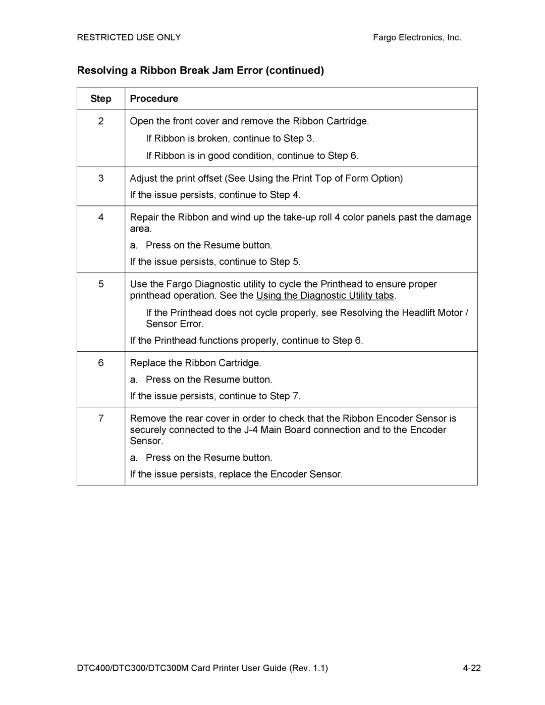 Garmin DTC300 manual Resolving a Ribbon Break Jam Error 