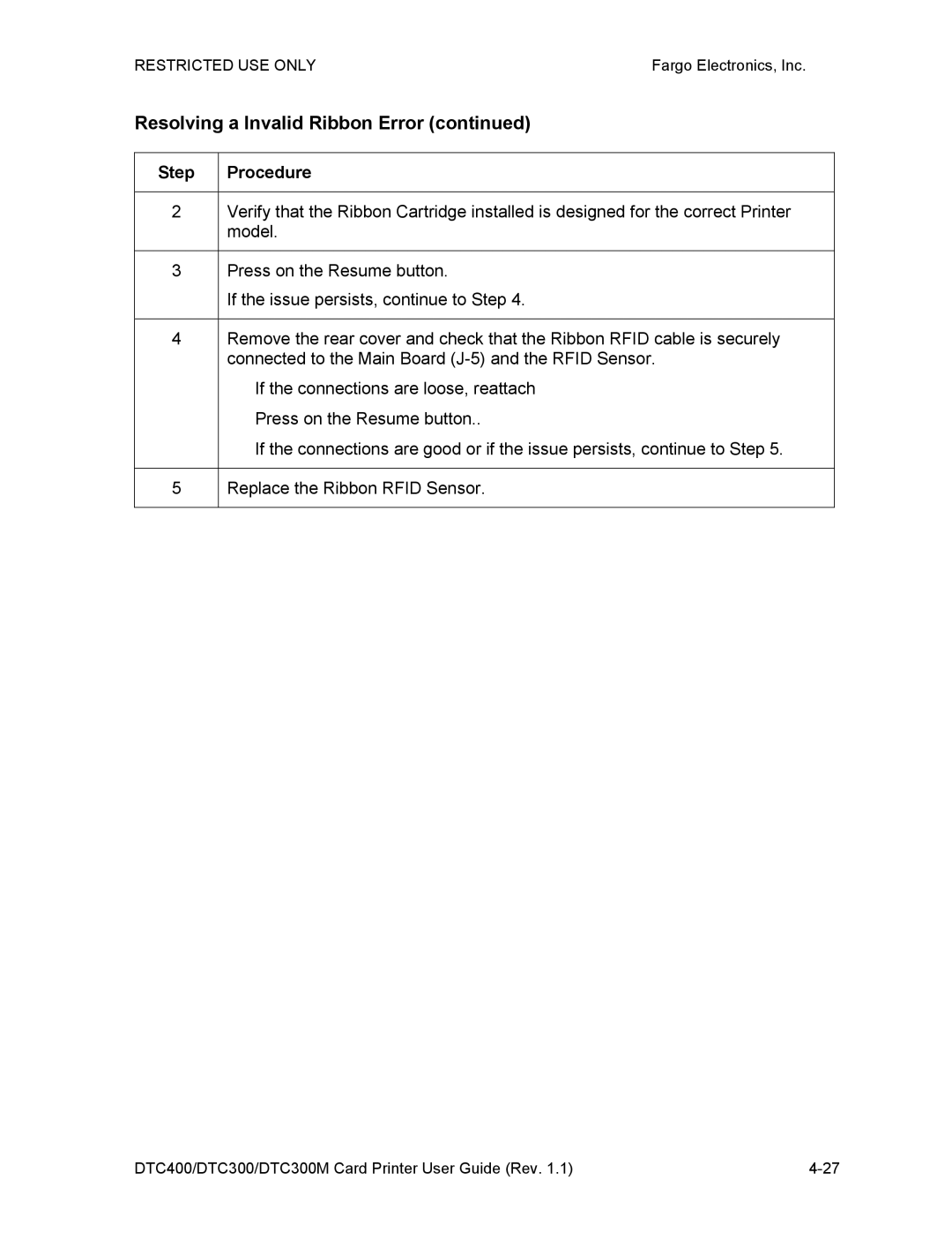 Garmin DTC300 manual Resolving a Invalid Ribbon Error, Model 