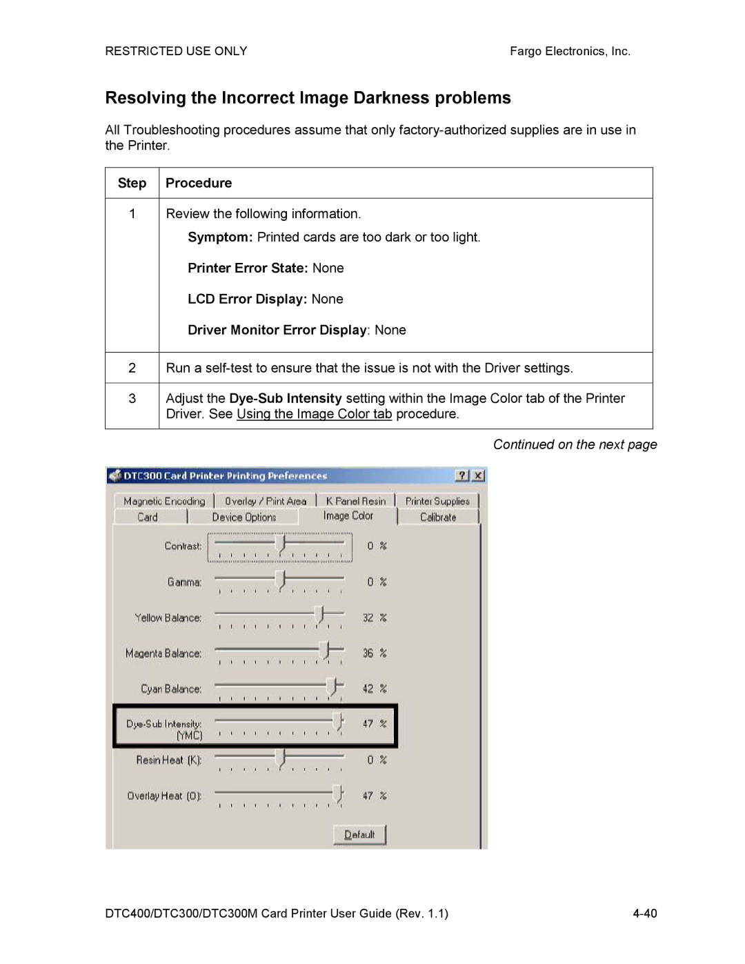 Garmin DTC300 manual Resolving the Incorrect Image Darkness problems 