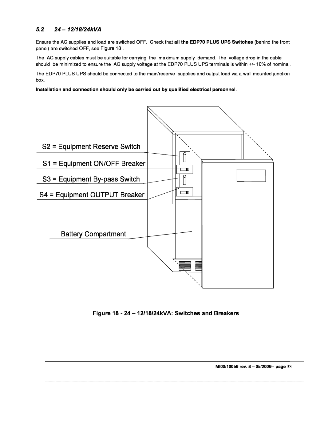 Garmin EDP70 manual S2 = Equipment Reserve Switch, S1 = Equipment ON/OFF Breaker, S3 = Equipment By-pass Switch 