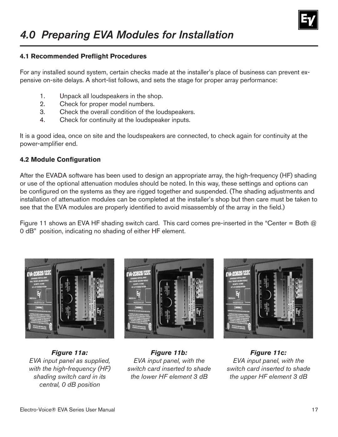 Garmin EVA-2082S/920 Preparing EVA Modules for Installation, Recommended Preflight Procedures, Module Configuration 