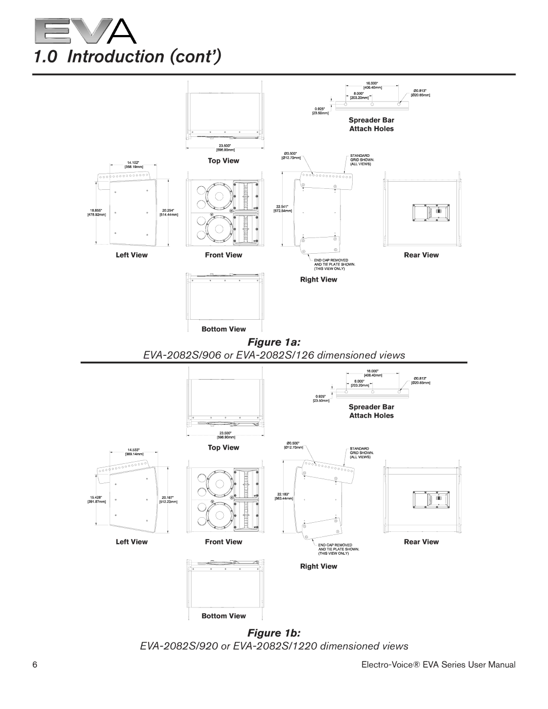 Garmin EVA-2082S/920 user manual EVA-2082S/906 or EVA-2082S/126 dimensioned views 