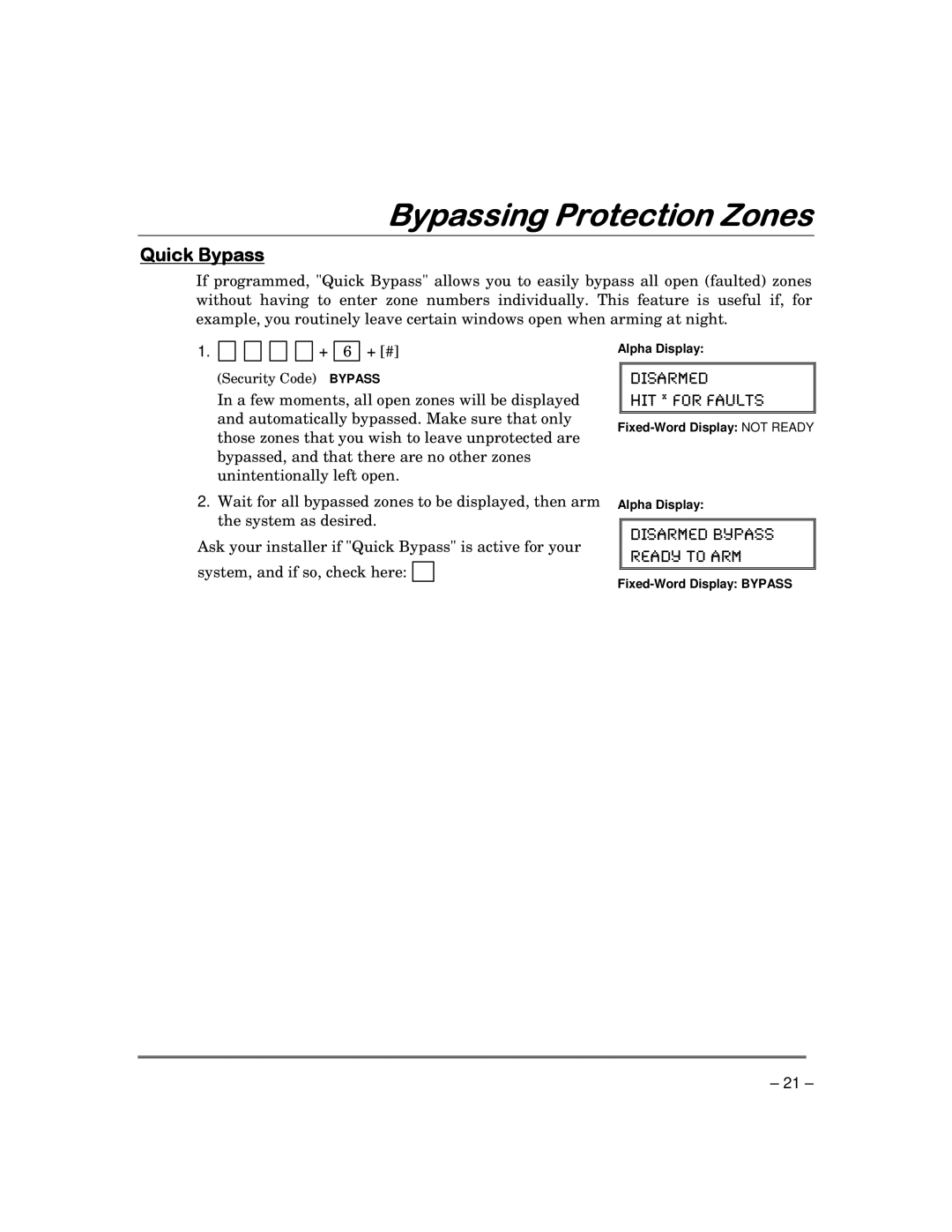 Garmin FA168CPS manual Quick Bypass 