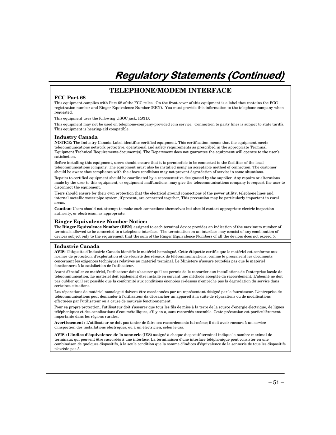 Garmin FA168CPS manual Regulatory Statements 