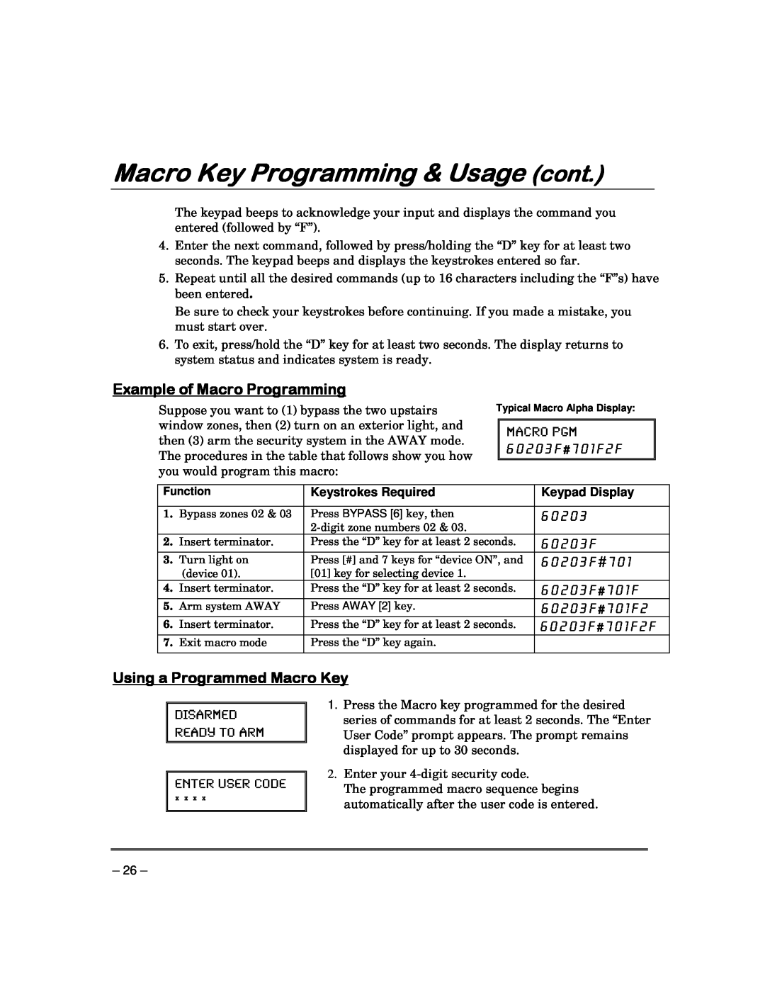 Garmin FA168CPS Macro Key Programming & Usage cont, Example of Macro Programming, Using a Programmed Macro Key, Macro Pgm 