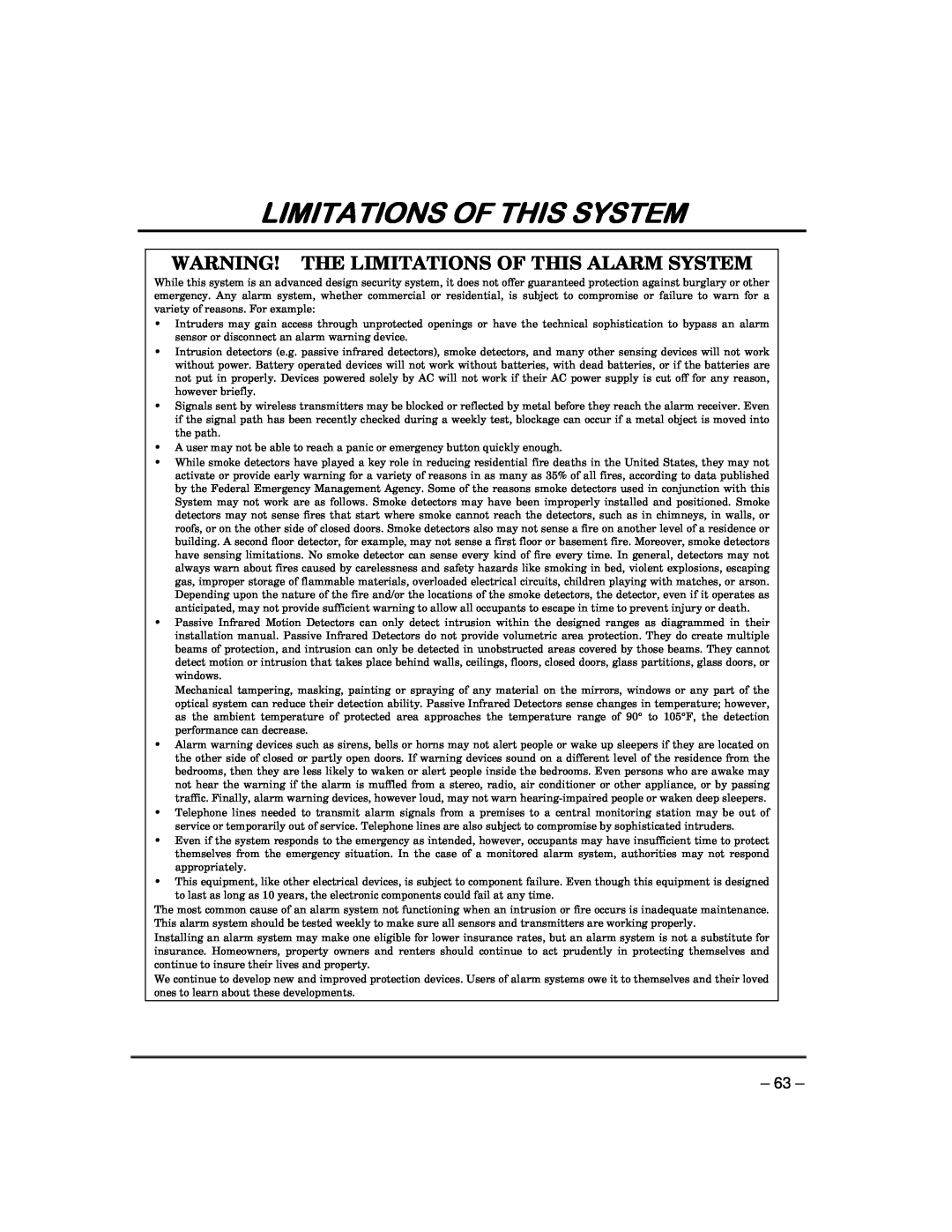 Garmin FA168CPS manual Limitations Of This System, Warning! The Limitations Of This Alarm System 