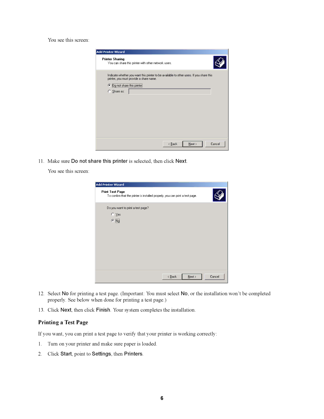 Garmin FX-880 installation instructions Printing a Test 