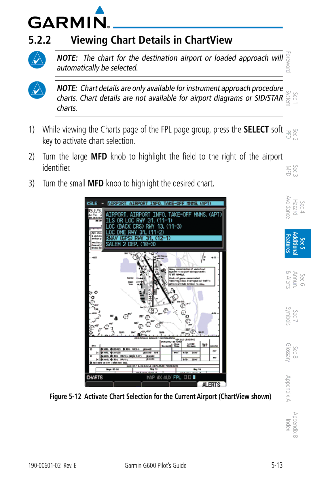 Garmin G600 manual Viewing Chart Details in ChartView 