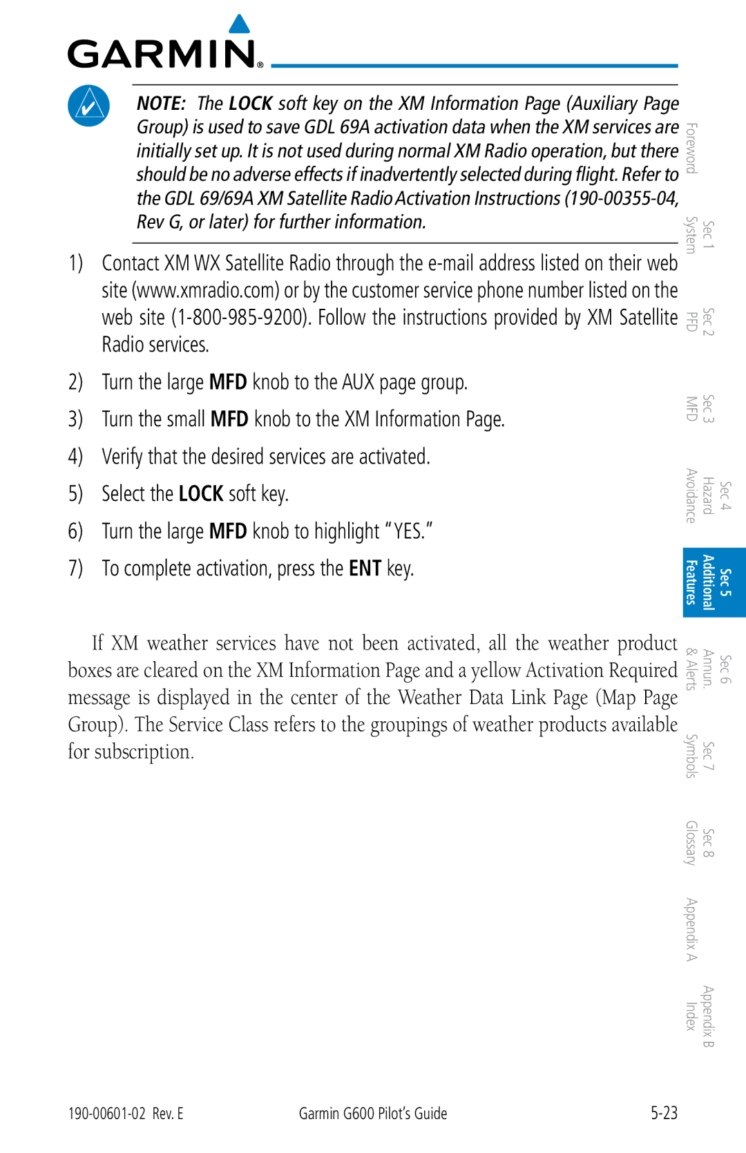 Garmin manual 190-00601-02 Rev. E Garmin G600 Pilot’s Guide 