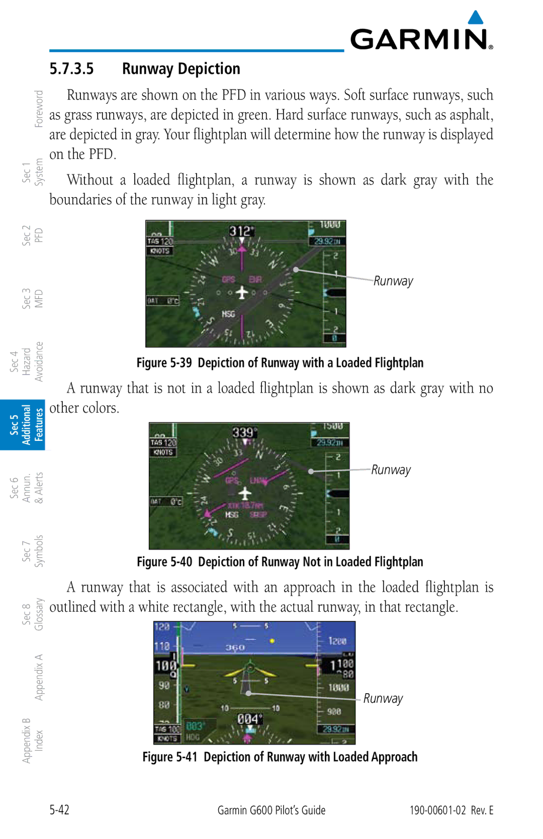 Garmin G600 manual Runway Depiction, Depiction of Runway with a Loaded Flightplan 