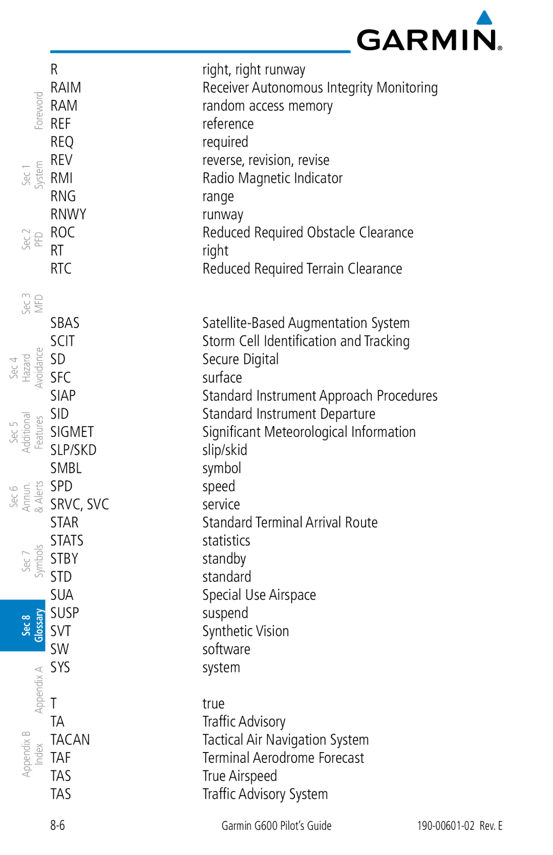 Garmin G600 manual Standard Terminal Arrival Route statistics, System True Traffic Advisory, Traffic Advisory System 