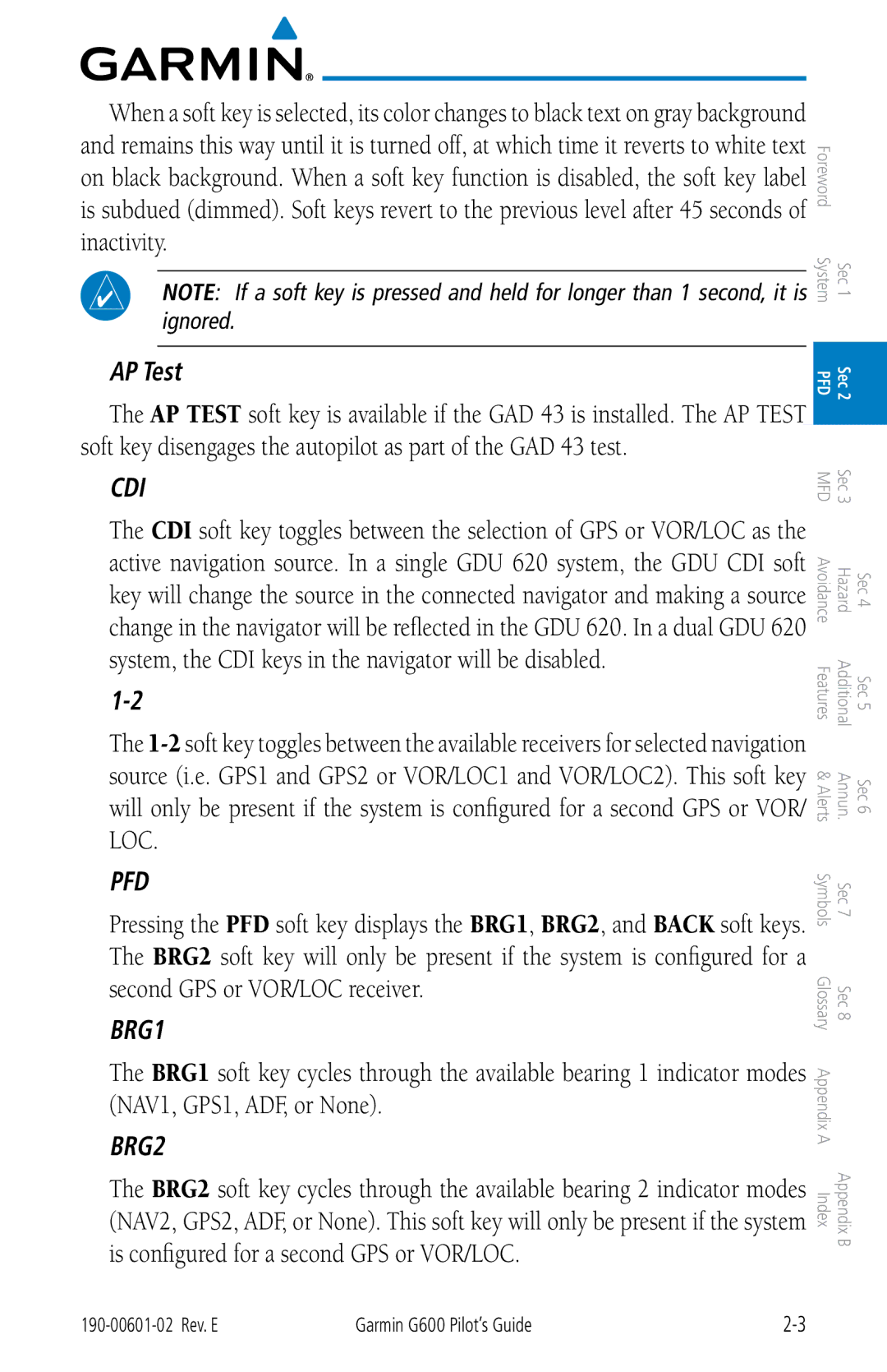 Garmin G600 manual Cdi 