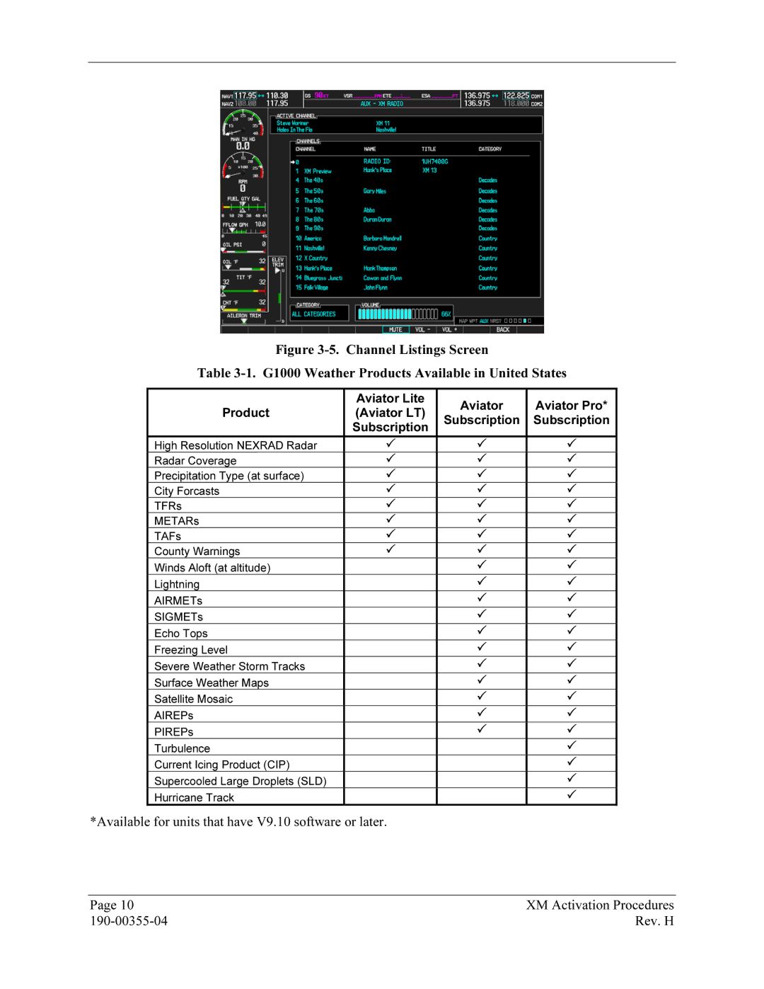 Garmin GDL 69 manual Available for units that have V9.10 software or later 