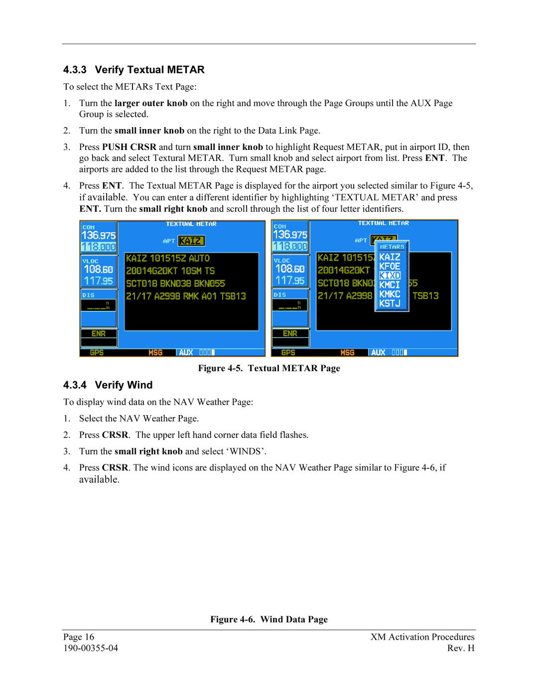 Garmin GDL 69 manual Verify36BTextual Metar, Verify37BWind 