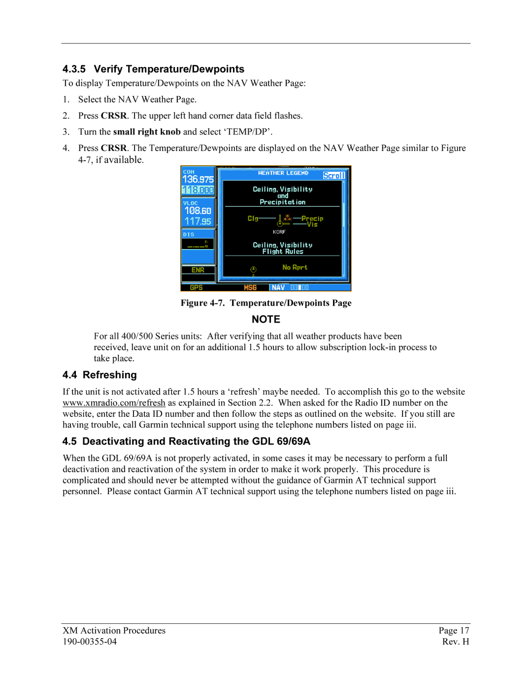 Garmin GDL 69 manual Verify38BTemperature/Dewpoints, Xif available 