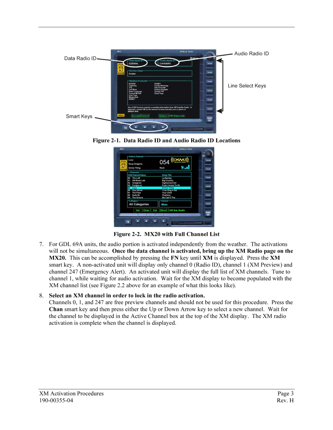 Garmin GDL 69 manual Data Radio ID and Audio Radio ID Locations 