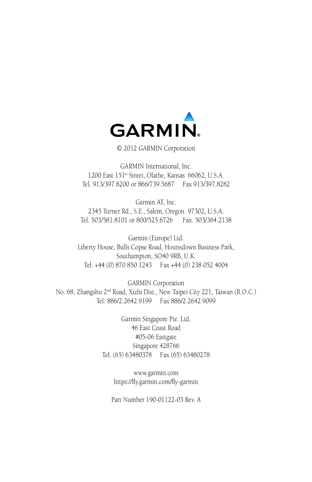 Garmin GDL 88 manual Garmin Corporation Garmin International, Inc 