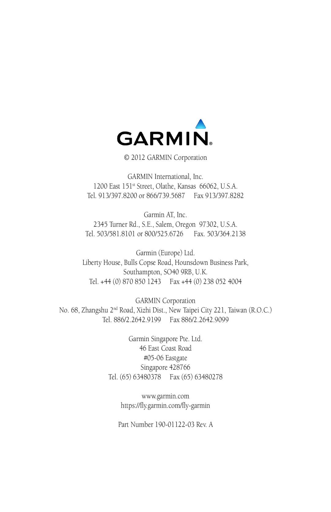 Garmin GDL 88 manual GARMIN Corporation GARMIN International, Inc 