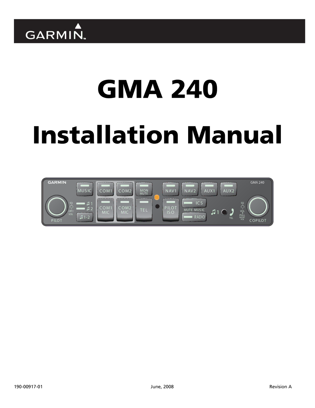 Garmin GMA 240 installation manual Gma 