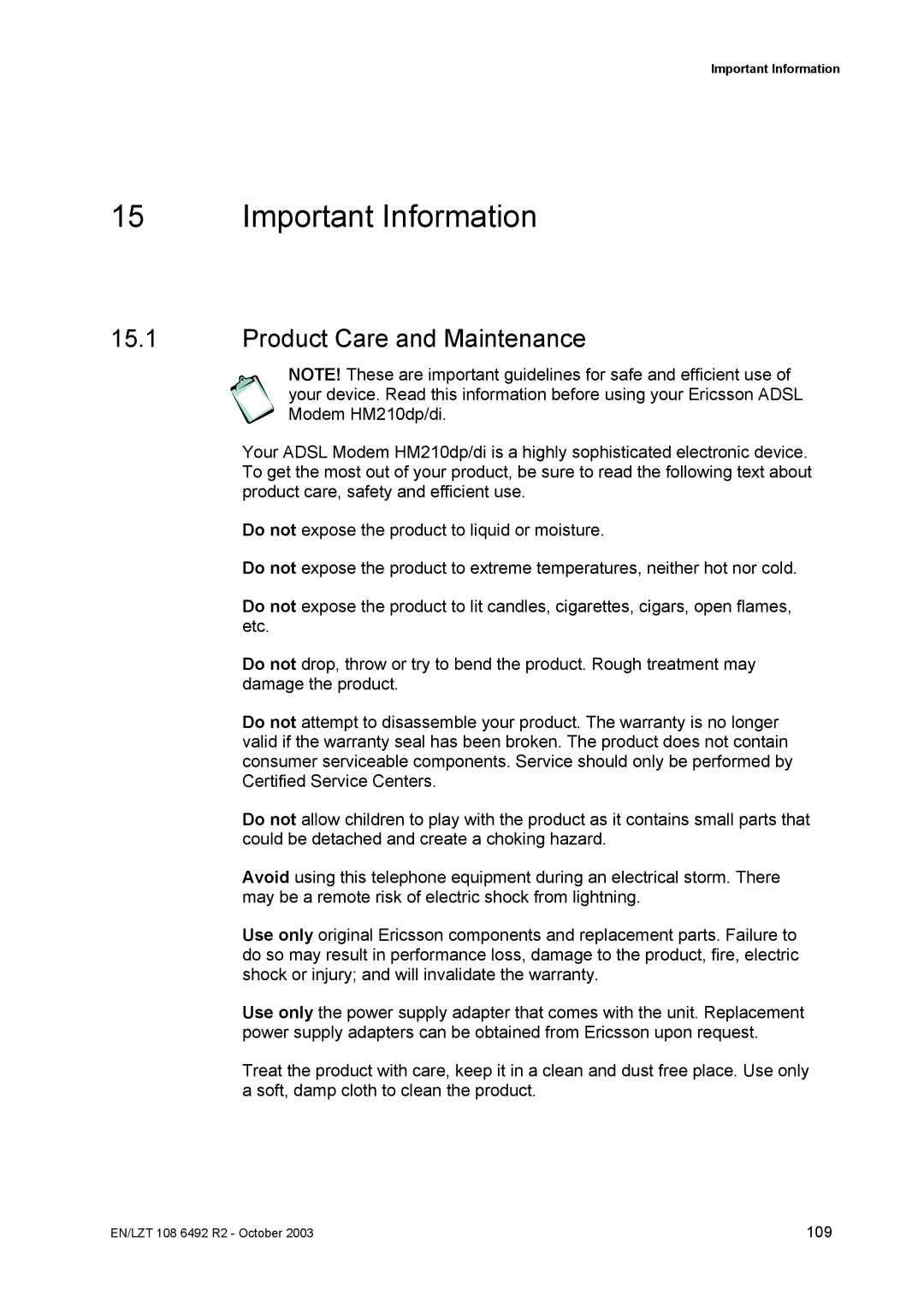 Garmin HM210DP/DI manual Important Information, Product Care and Maintenance 