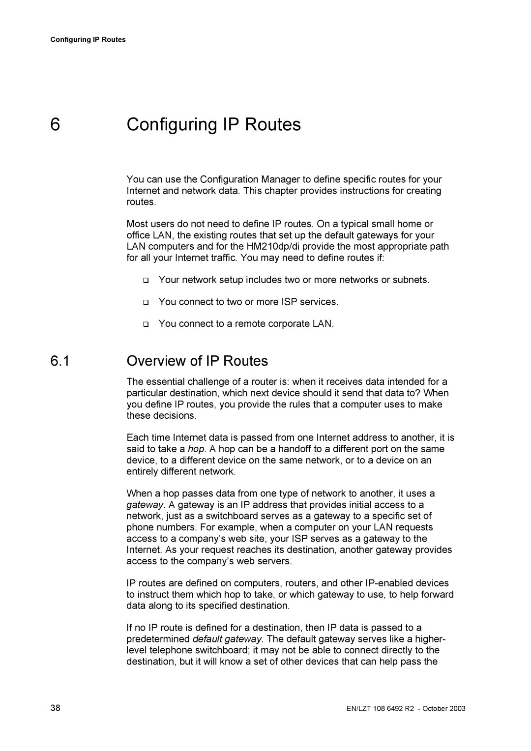 Garmin HM210DP/DI manual Configuring IP Routes, Overview of IP Routes 